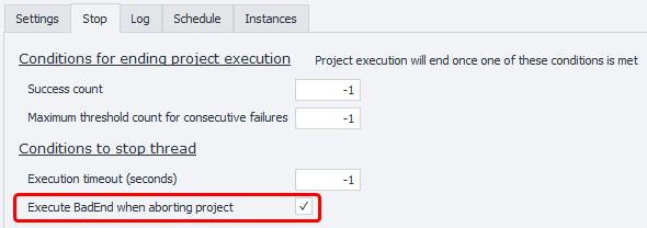 Run BadEnd on project interrupt
