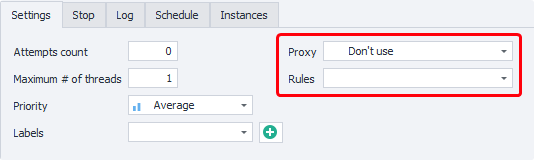 Template proxy settings in a ZennoPoster project
