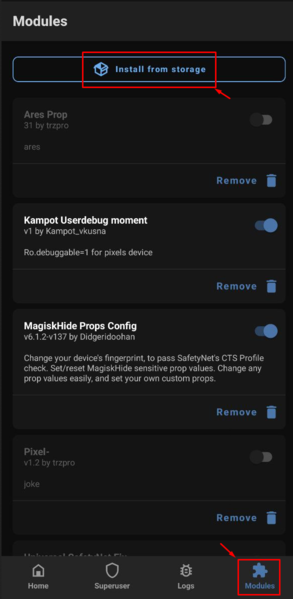 Install from storage
