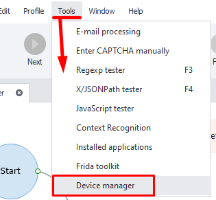 From the dropdown menu